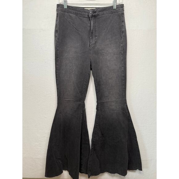 Free People Black Denim Bell Bottom Jeans, Size 30R - Picture 1 of 6